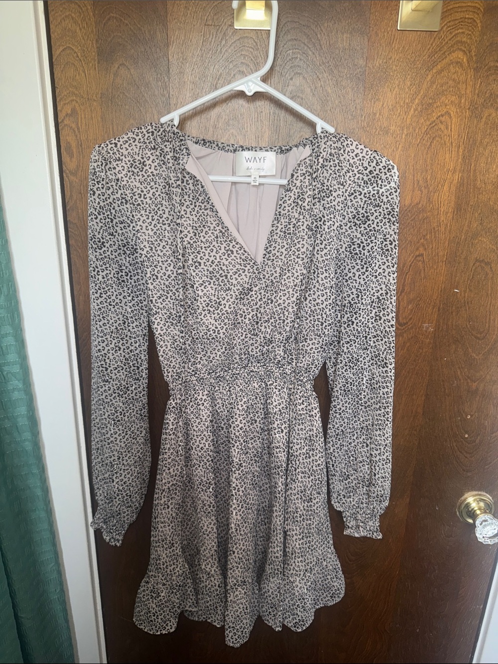 Wayf Dede x Emily Leopard-Print Long-Sleeve Dress